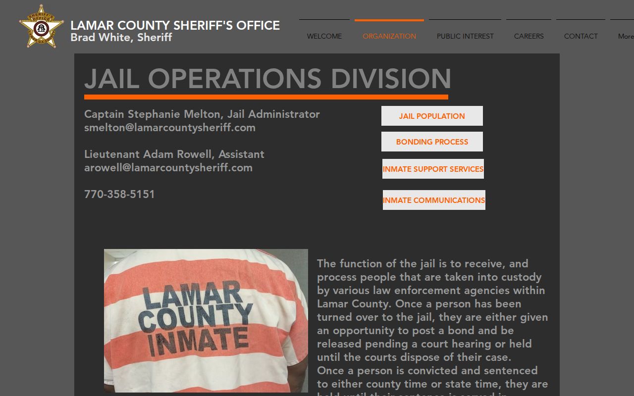 Lamar County arrest warrant jail operations and booking information