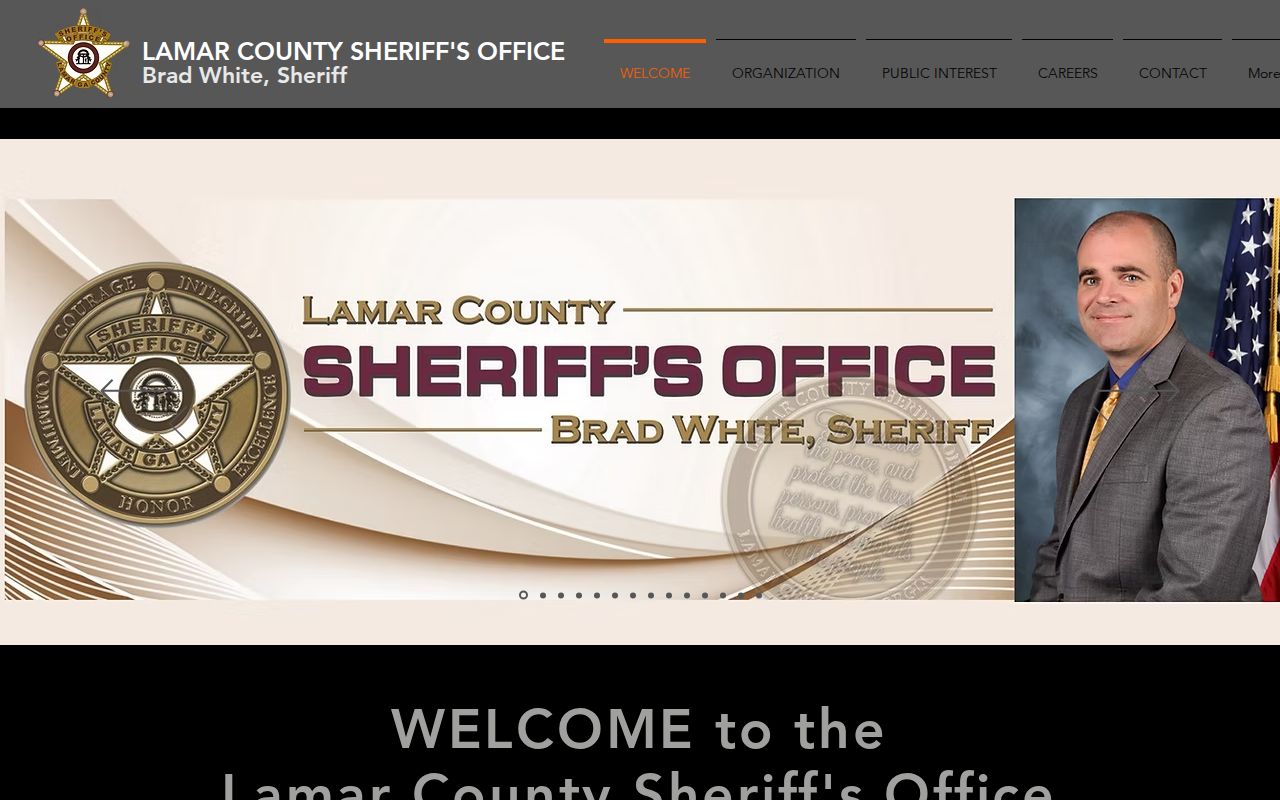 Lamar County Sheriff homepage with Warrants and Civil service navigation